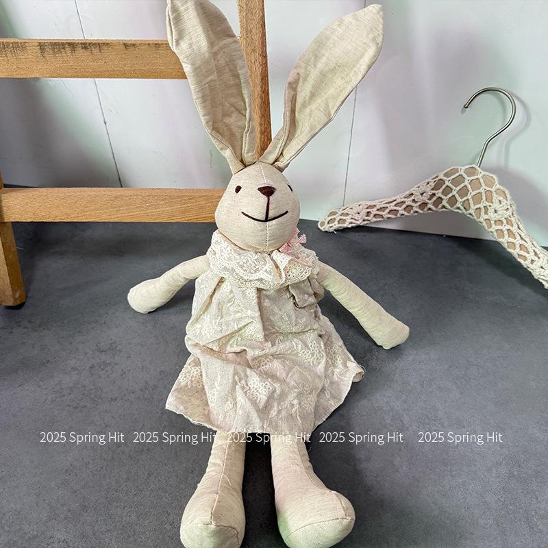 

Скандинавская хлопково-льняная кукла ручной работы «Длинноногий кролик» - Детская комфортная игрушка и домашний декор