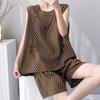 Sleeveless Vest Shorts with Chest Pads, Cotton and Silk Pajamas, Women Can Wear Loungewear In Summer, Anti-bumping High-end Suit