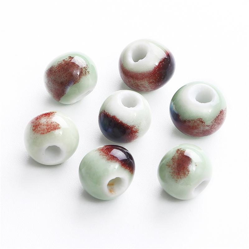 20 Stück 10 mm Blumenglasur-Porzellanperlen, runde Spacer-Keramikperlen für Schmuckherstellung, DIY-Charms, Armbänder, Halsketten, Basteln