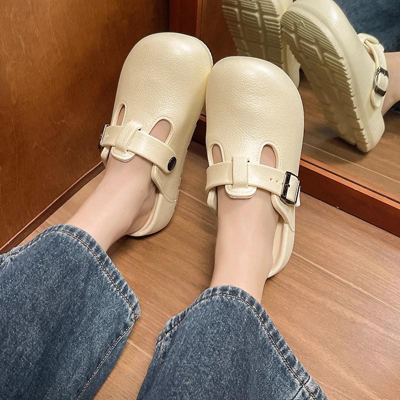 2024 Style Slippers for Women Summer Solid Color Thick-soled Casual Slippers Non-slip Household Slippers Women's Flat Zapatos