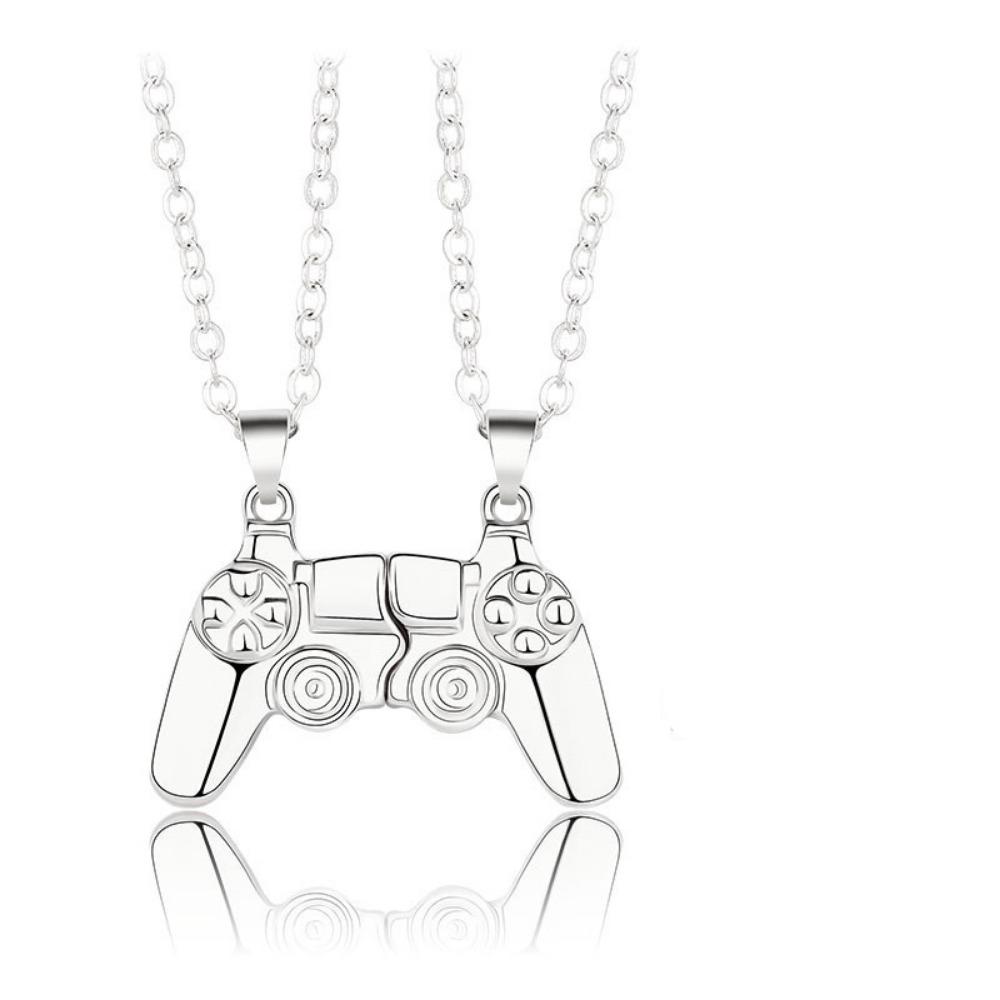 1pc Creative Novelty Game Handle Magnet Couple Necklace, Attractive Iron Stone Colorful Pendant Necklace, Valentine's Day Gifts