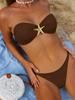 Solid Tie Side Starfish Decor Sexy Two Piece Bikini Swimsuit Fashion Elegant For Vacation