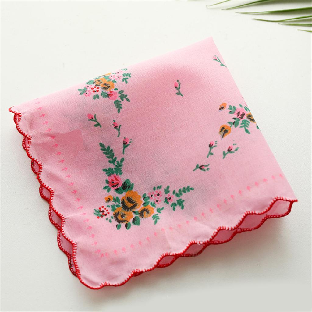 Ladies Square Handkerchief Cotton Flowers Women Children Print Face Hand Towels Hanky Wedding Christmas Gifts