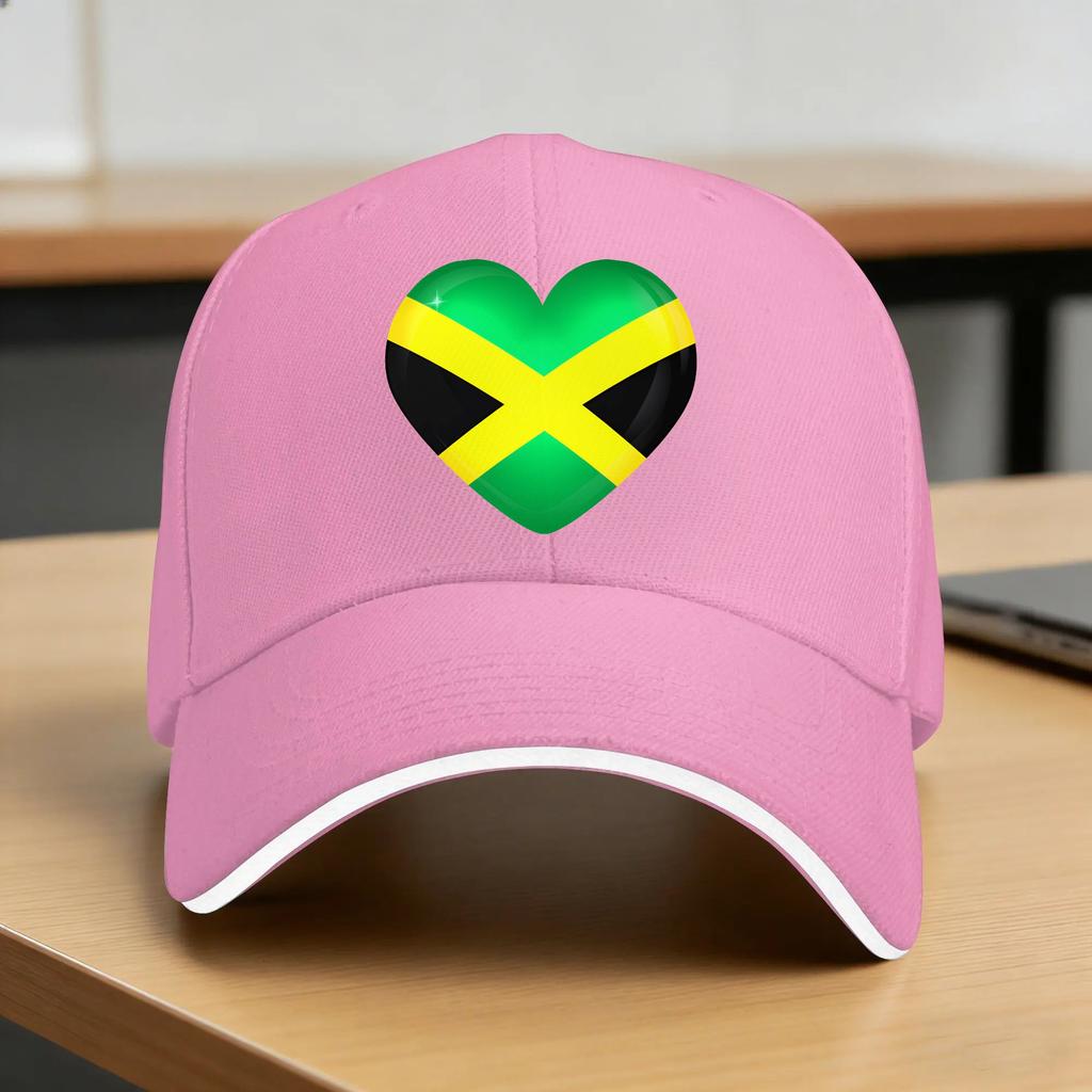 Jamaica Large Heart Flag Sun Baseball Cap Spring Classic Hip Hop Hats For Women Unisex Outdoor Sport Baseball Caps