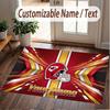 Custom Rug Kansas City Chiefs Pattern Print Name Text Soft Non‑Slip Floor Carpet for Home Indoor Decoration