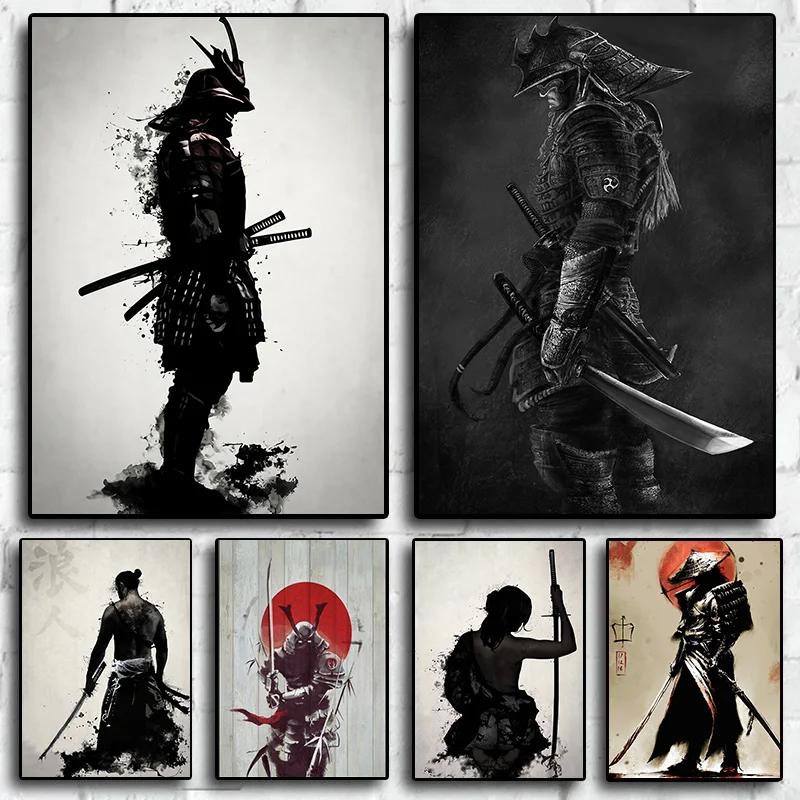 Retro Japan Anime Game Samurai Portrait Bushido Poster Prints Pictures Canvas Painting for Living Room Wall Art Home Decor