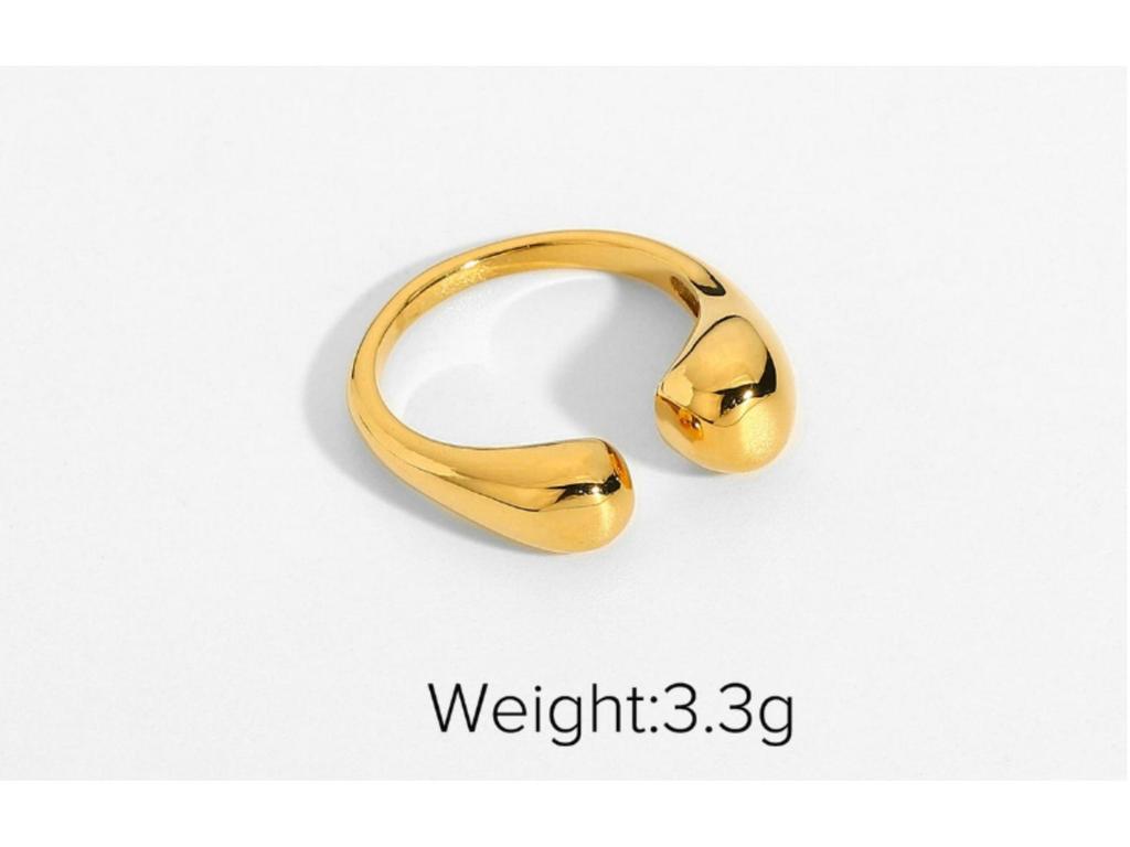Adjustable Gold-Plated Stainless Steel Chubby Ring for Women - European & American Influencer Style