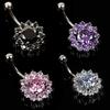 Damski kryształ Rhinestone kwiat pępka kolczyk do pępka Bar Body Piercing