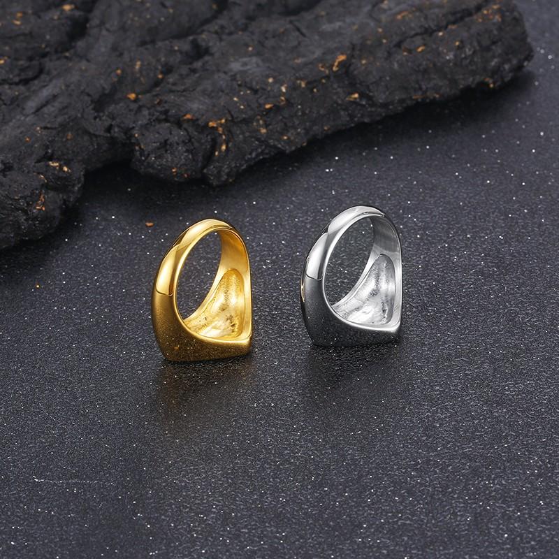 Stainless Steel Polished Thick Rings for Men Unisex Casual Triangular Pattern Female Anneaux Memorial Day Party Jewelry Gift
