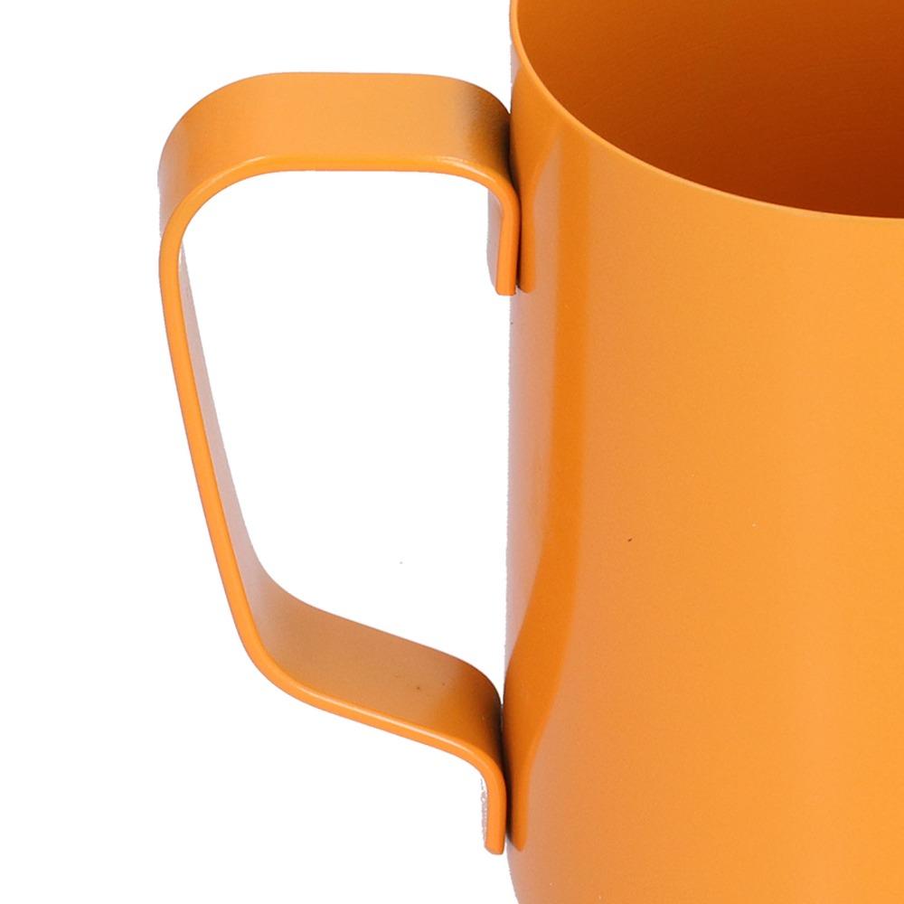 Kaffetillbehör Rostfritt Stål Mjölkskummare 400 ml Kapacitet Spetsig Pip Kaffekanna Orange Skumkanna Kaffebryggning