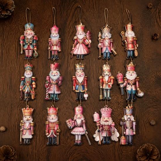 Holiday Atmosphere Decorations for Shop Christmas Nutcracker Ornaments Tree, Wooden Soldier Tree Hanging Lightweight Flat Decoration, 2D Pendants Xmas