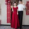 Long Toast Bride Autumn French High-end Sense Small High-end Evening Dress Engagement Red Dress Women