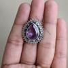 925 Sterling Silver Ring, Amethyst Ring, February Birthstone Ring, Handmade Ring, Teardrop Amethyst Designer Ring, Boho Ring. Gift For Her