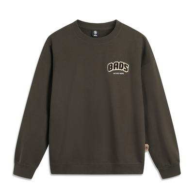 Li Ning Anti-Five Series Sportlich Lässig Einfarbig Schlicht Rundhals Pullover Sweatshirt Herren Sweatshirt Schieferbraun AWDUB93-2
