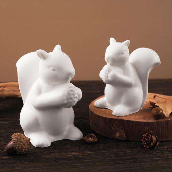 1/2Pcs Squirrel Silicone Moulds Candle Molds Eco-friendly Easy To Clean Reusable Animal Squirrel Plaster Moulds for DIY
