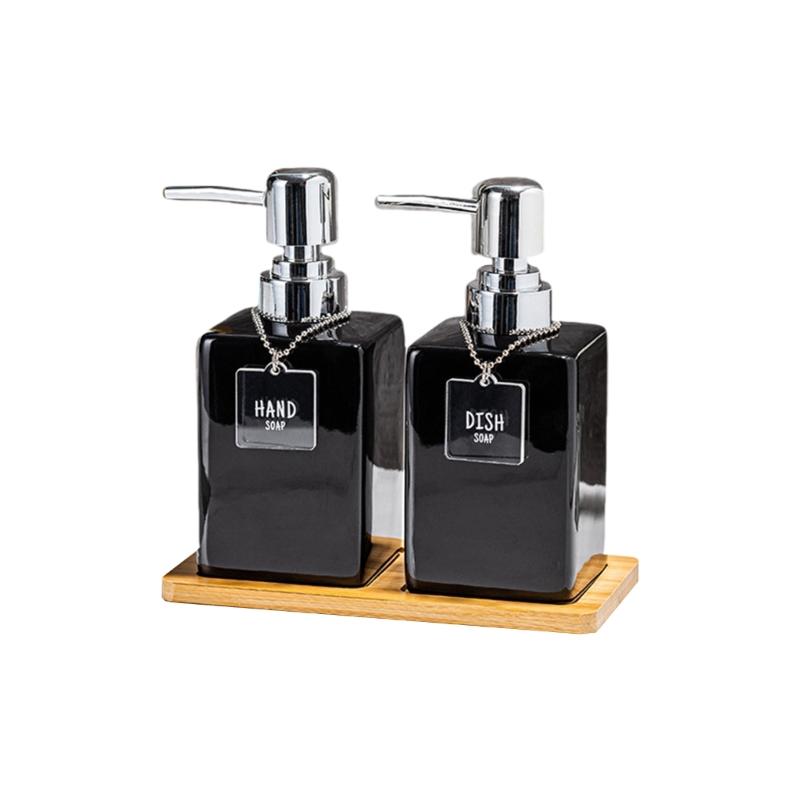 Reusable Press Type Liquid Dispenser Bottle Ceramic NonMetallic Portable Design for Shampoo Soap Lotion Friendly Home Use