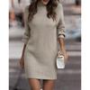 Fall Winter New Women's Turtleneck Long Sleeve Knit Sweater Dress, European American Style Casual Outerwear