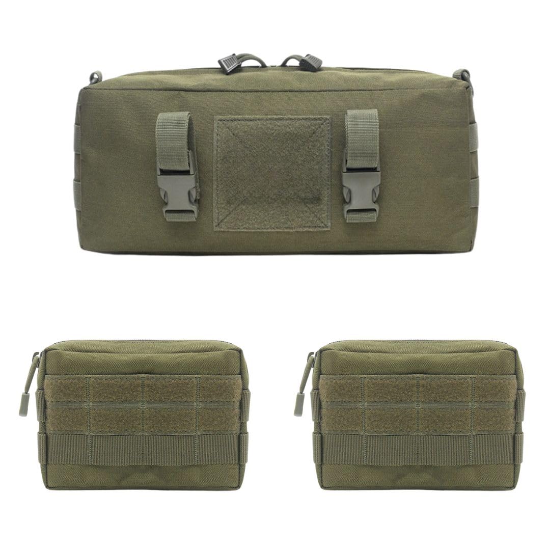 

Military Tactical Pouch Waterproof for Airsoft and Outdoor Use 3-Piece Set, Multifunctional, Nylon, (Khaki) [Used]