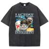 Retro T Shirt Vintage Washed Cotton T-Shirt Lactose Intolerant Funny Cat Meme Graphic Tee Casual Streetwear Spring