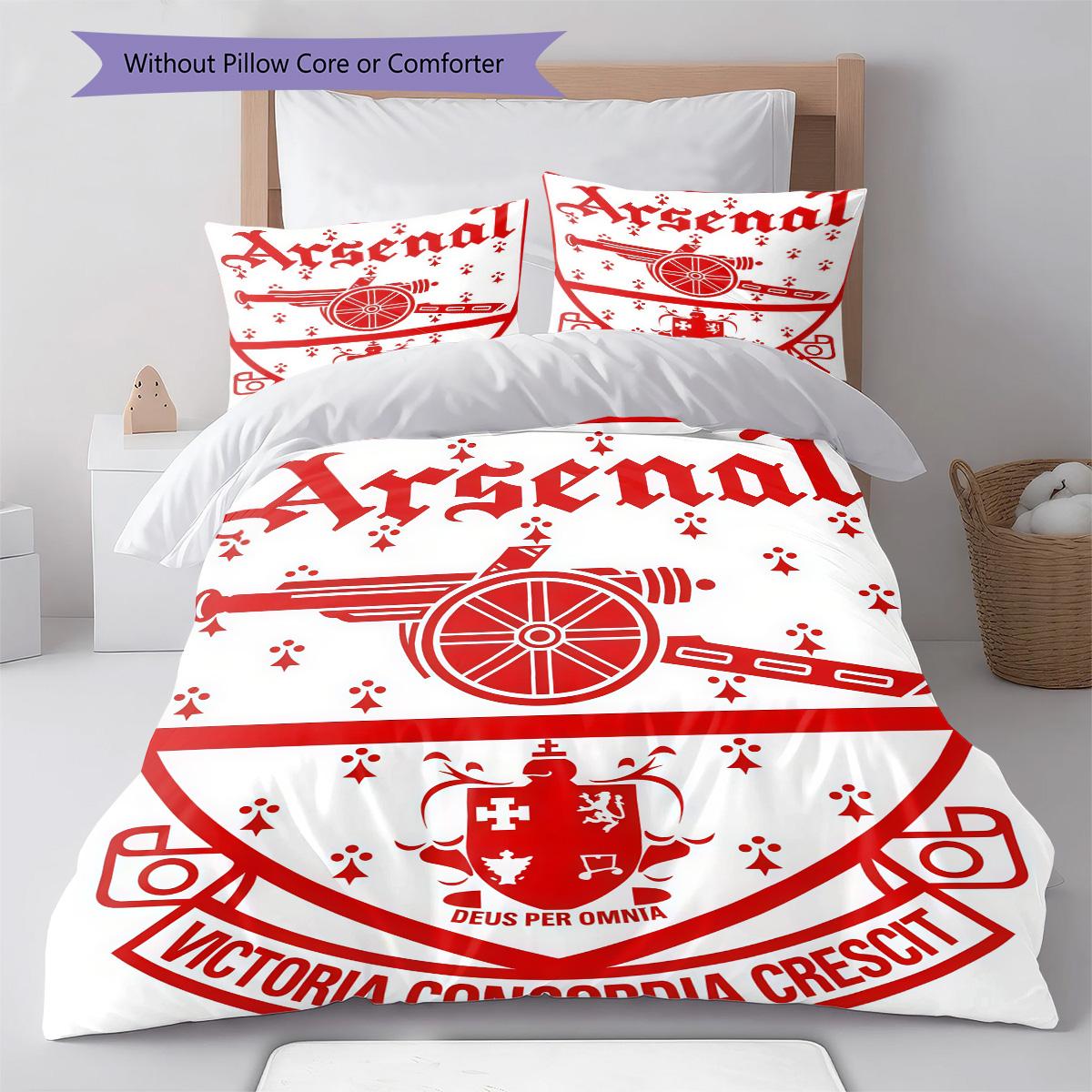 

Arsenal team logo RugPattern Bedding Quilt Set Quilt Cover Pillowcase Home Decoration Birthday Gift (1 * duvet cover + 2 * pillowcase, without core) 135x200cm