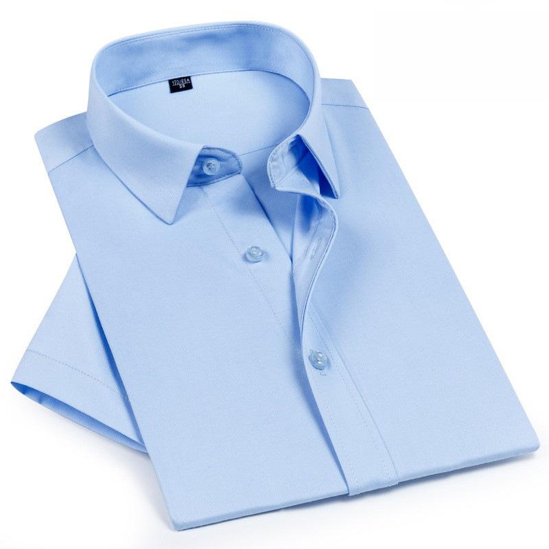 Professional Dress Short-sleeved Business Shirt Embroidered LOGO Stretch Cotton White Shirt Interview Marriage Certificate Spot Wholesale