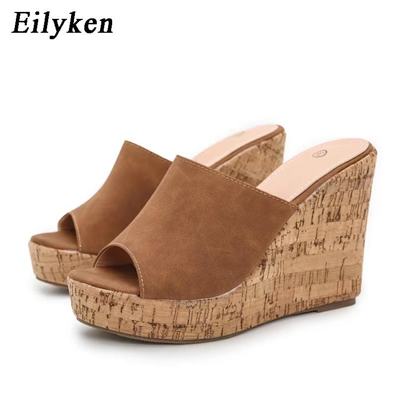 Fashion Eilyken 2025 New Summer Casual Cozy Platform Wedges Heels Slippers Ladies Fashion Open Toe Roman Women's Sandals Shoe Size 36-43
