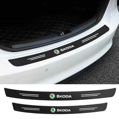 ZQQP2 Carbon Fiber Car Rear Bumper Trunk Guard Protected Sticker For Fibia 2 Superb Octavia 2 MK2 FL A5 2009 2010 Accessories