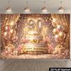 2D 50th Birthday Backdrop Gold Diamond Number 50 with Crown Party Photo Booth Banner