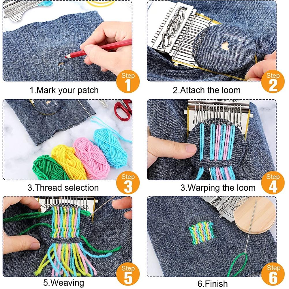 Război de țesut pentru peticire Război de țesut mic Kit din lemn Instrument de țesut DIY Arte frumoase de țesut pe haine șosete