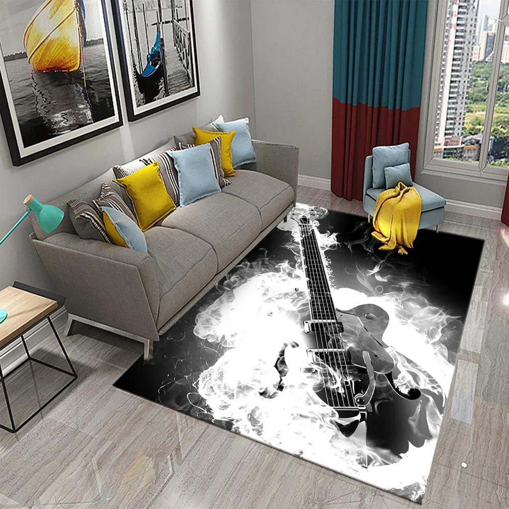 3D Music Carpet Music Instrument Rug for Living Room Bedroom Area Rug Decorative Floor Rugs Carpet Bathroom Non-slip Mat Carpet
