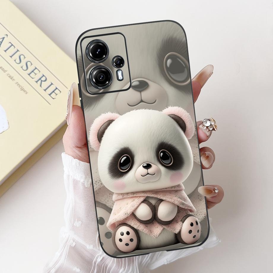 For Motorola Moto G13 G23 G53 G73 Phone Case MotoG13 G 23 Back Cover Soft Matte Silicone Slim Fundas Lovely Panda Rabbit Flower