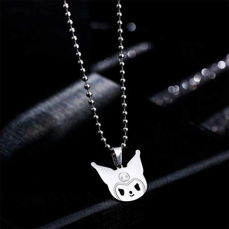 Kuromi Kuromi Necklace Is Sweet and Cool Hip-hop Trendy Sanrio Cartoon Titanium Steel Pendant 60CM