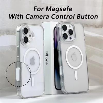 Custodia Magnetica Trasparente in Acrilico HD Per iPhone 16 Pro Max Plus Per Magsafe Copertura di Ricarica Wireless Con Pulsante di Controllo Fotocamera Protezione