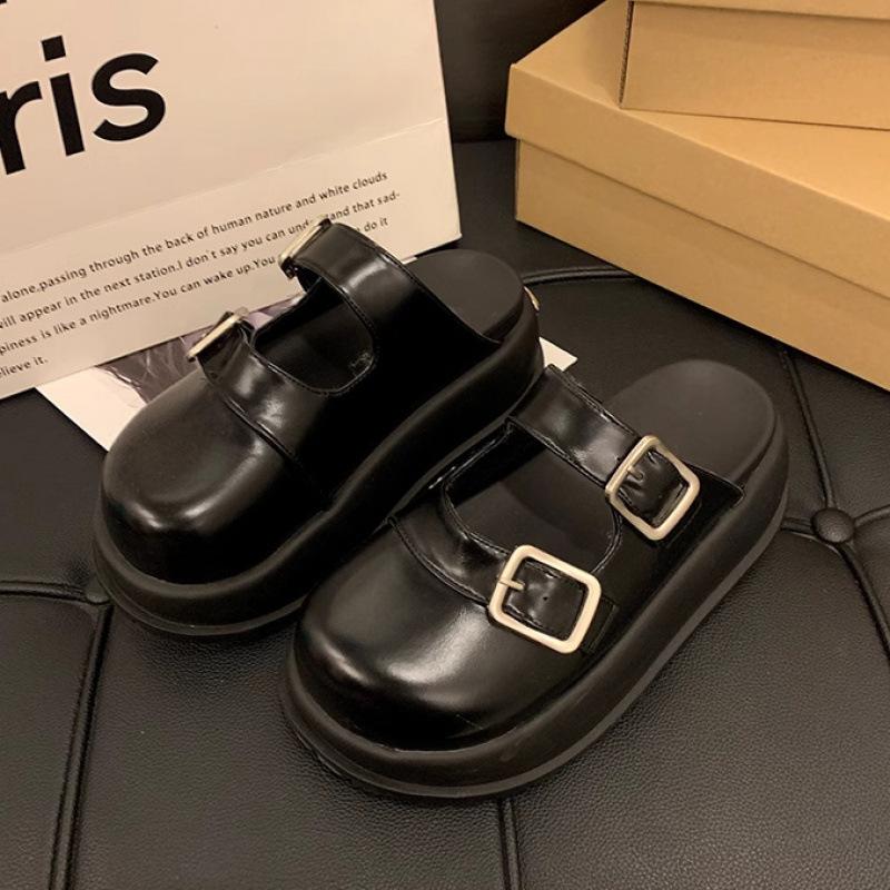 

Маленький человек увеличивает рост, толстая подошва, сумка на голову и полутапочки, женская верхняя одежда 2025 весна и лето, новые универсальные ленивые тапочки с одной педалью 60