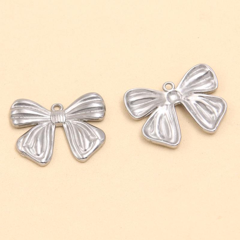 Stainless Steel Bowknot Pendant - Creative DIY Jewelry Accessory, Vacuum Plating, Handmade, Hot Selling