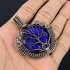 Tree Of Life Blue Sapphire Pendant, Handmade Gemstone Pendant, 999 Copper Wire Wrapped Pendant Antique Jewelry, For Engagement Gift