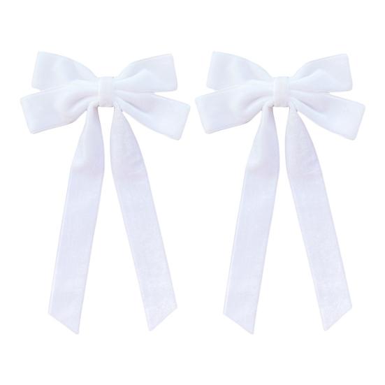 2 szt. Aksamitne kokardy świąteczne Dekoracja 5" x 10" Kokardy z vintage wstążki Ozdoba na choinkę na drzewko Domowe przyjęcie Wieniec Dekoracja świąteczna