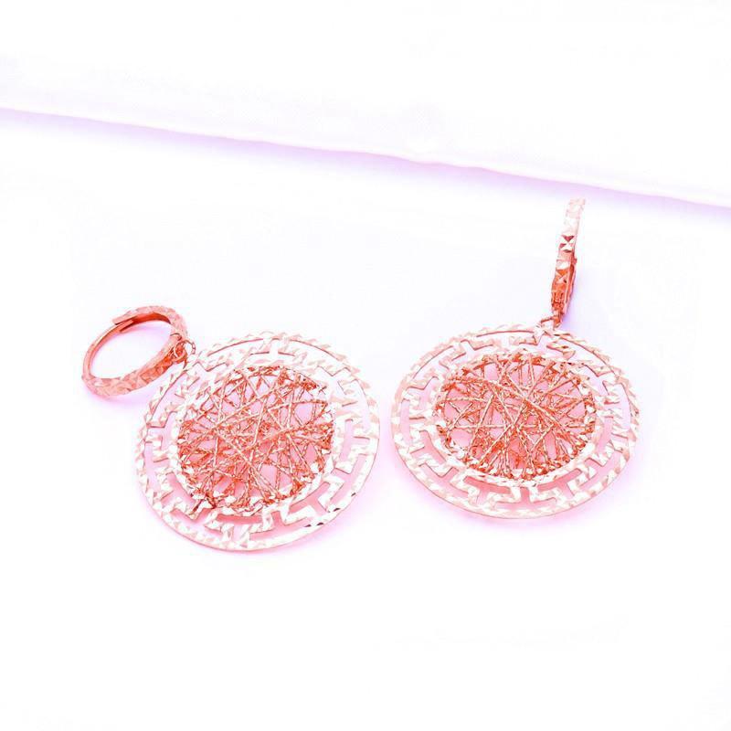 Exquisite Russian 585 Purple Gold Color Gold Brushed Round Earrings Fashionable And Exquisite Temperament Rose Gold Plated Earrings