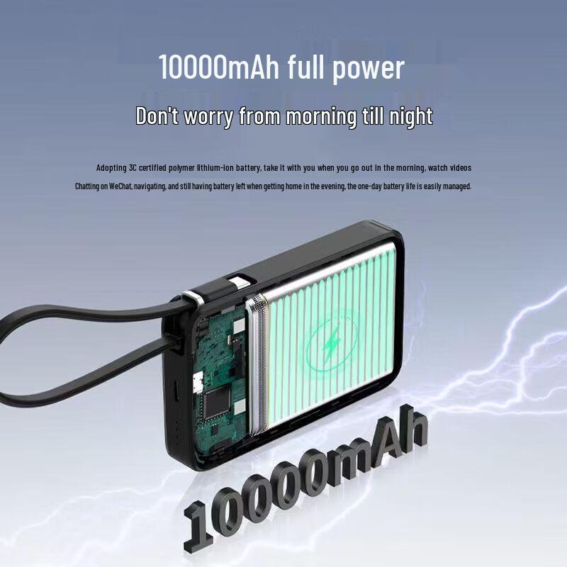 Lenovo LS102 10000mAh 22.5W Fast Charging Power Bank with Built-in Cable