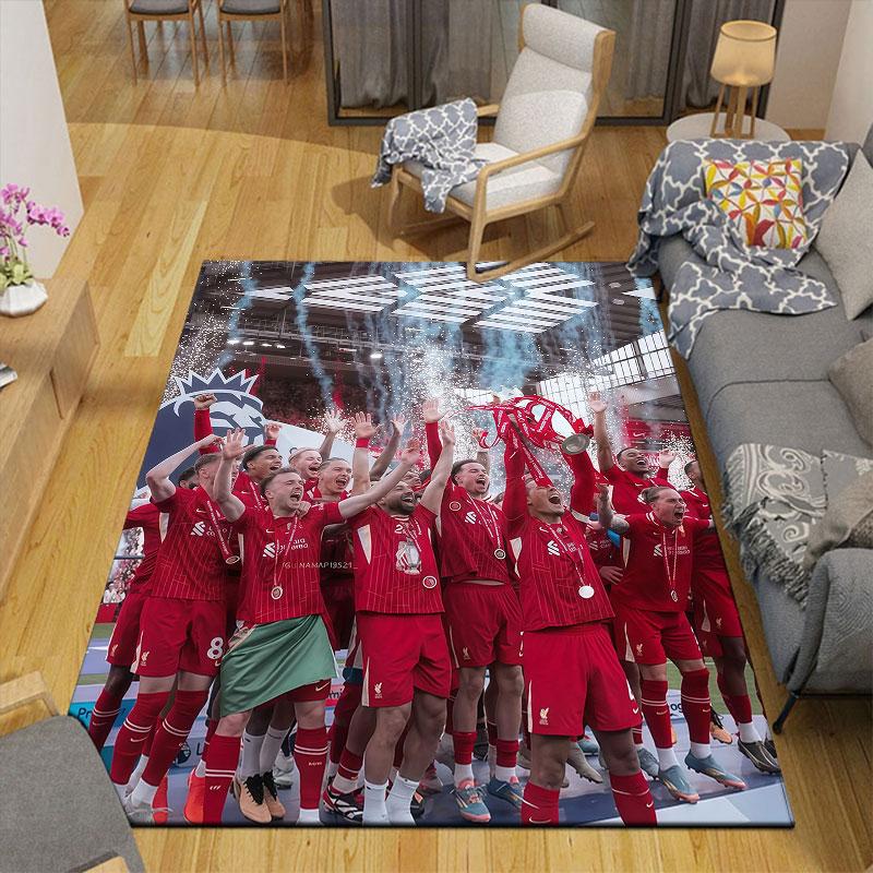Tappeto Stampato Flanella Giocatori del Liverpool, Decorazione Divano Casa per Soggiorno e Camera da Letto, Tappetino in Flanella Antiscivolo per Sala Giochi
