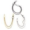 Trouser Chain Double Layer Metal Alloy Pants Chain with Spiked Ring Snap-On Lobster Clasp Punk Hip-Hop Style Pants Accessory