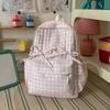Schoolbag Fresh Light Blue Plaid Bow Girl Heart Backpack Primary School Students Literature Class Shopping Travel Versatile Schoolbag