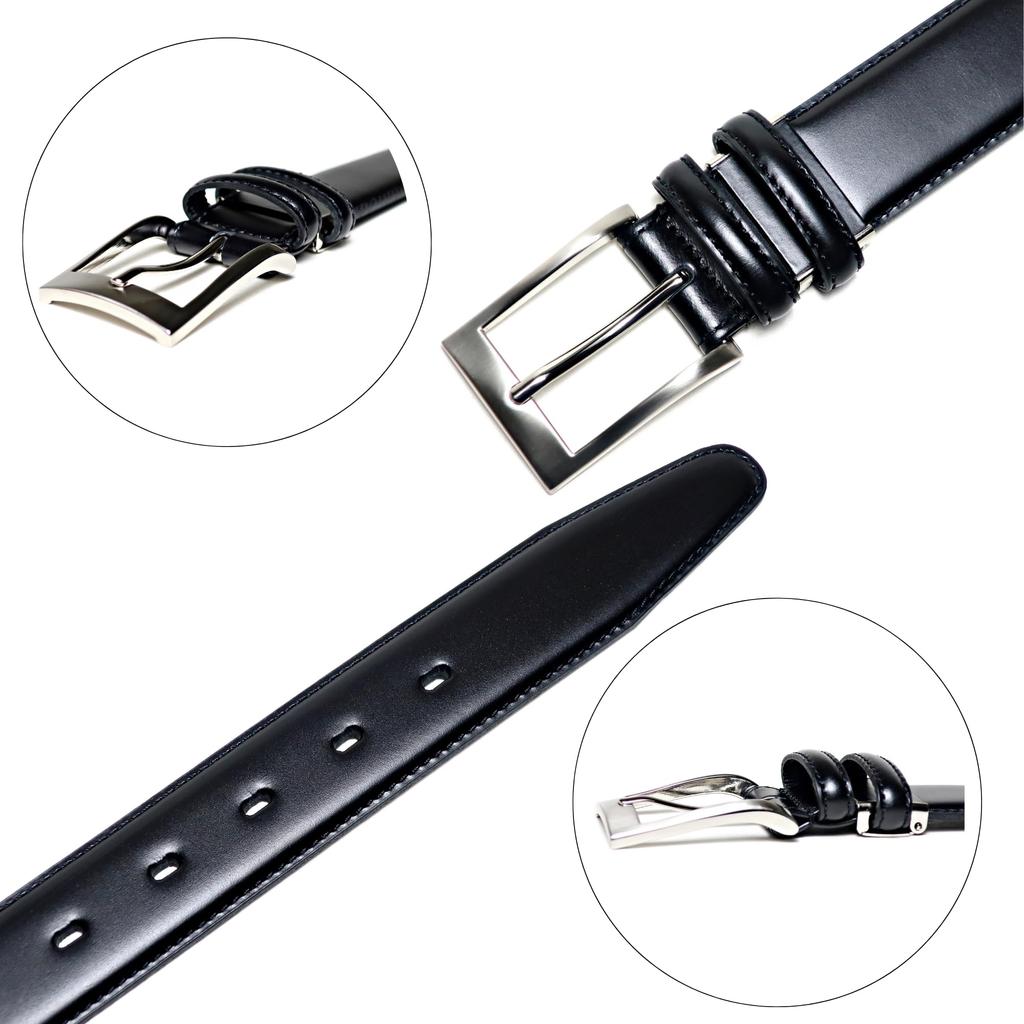 [COXSWAIN] Men's Leather Belt from the Prestigious Italian Tannery Lloyd. Genuine Leather, Black. High-quality Material. CW20208-19