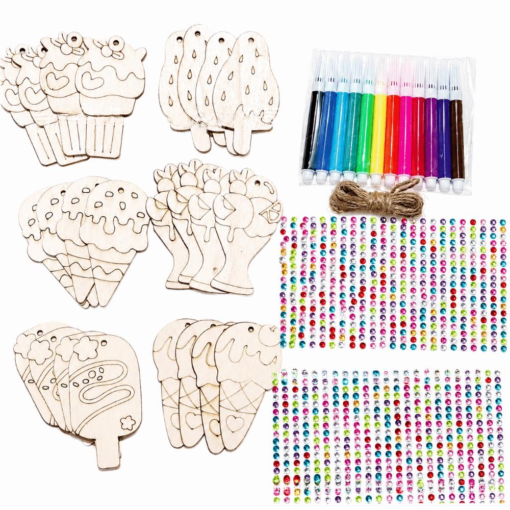 Hanging Decor Ice Cream Graffiti Kit Handmade Ice Cream Pendant  Birthday Party Gifts 24pcs Ice Cream
