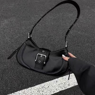Spice Girl Single Shoulder Armpit Bag Women's Black New Trend Locomotive Bag High Sense Versatile Messenger Women's Bag