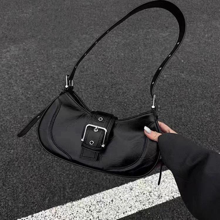 Spice Girl Ein-Schulter-Achseltasche Damen Schwarz Neuer Trend Lokomotiven-Tasche Hoher Sinn Vielseitige Messenger-Damen-Tasche