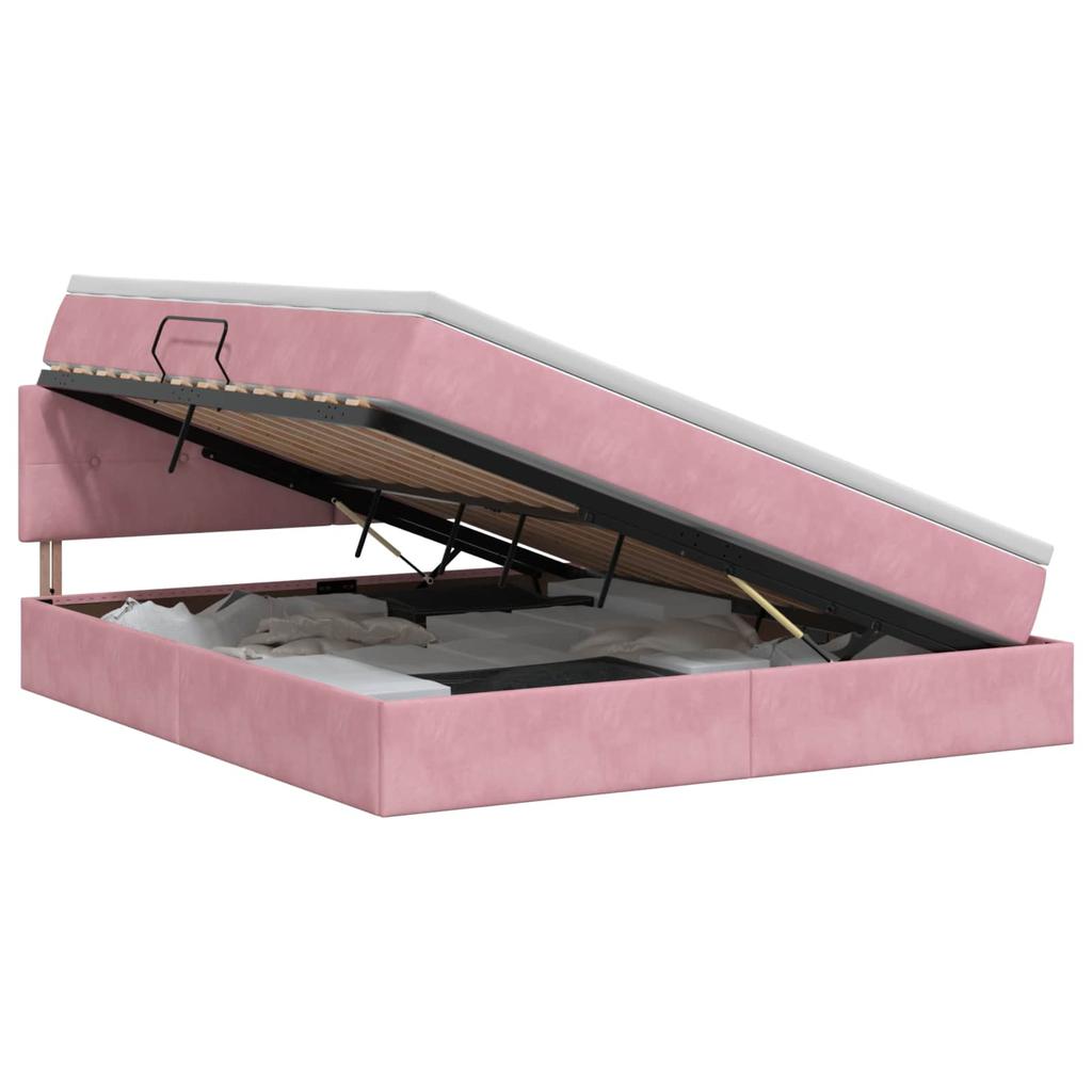 Storage Bed with Headboard Pink 160 X 200 Cm Velvet