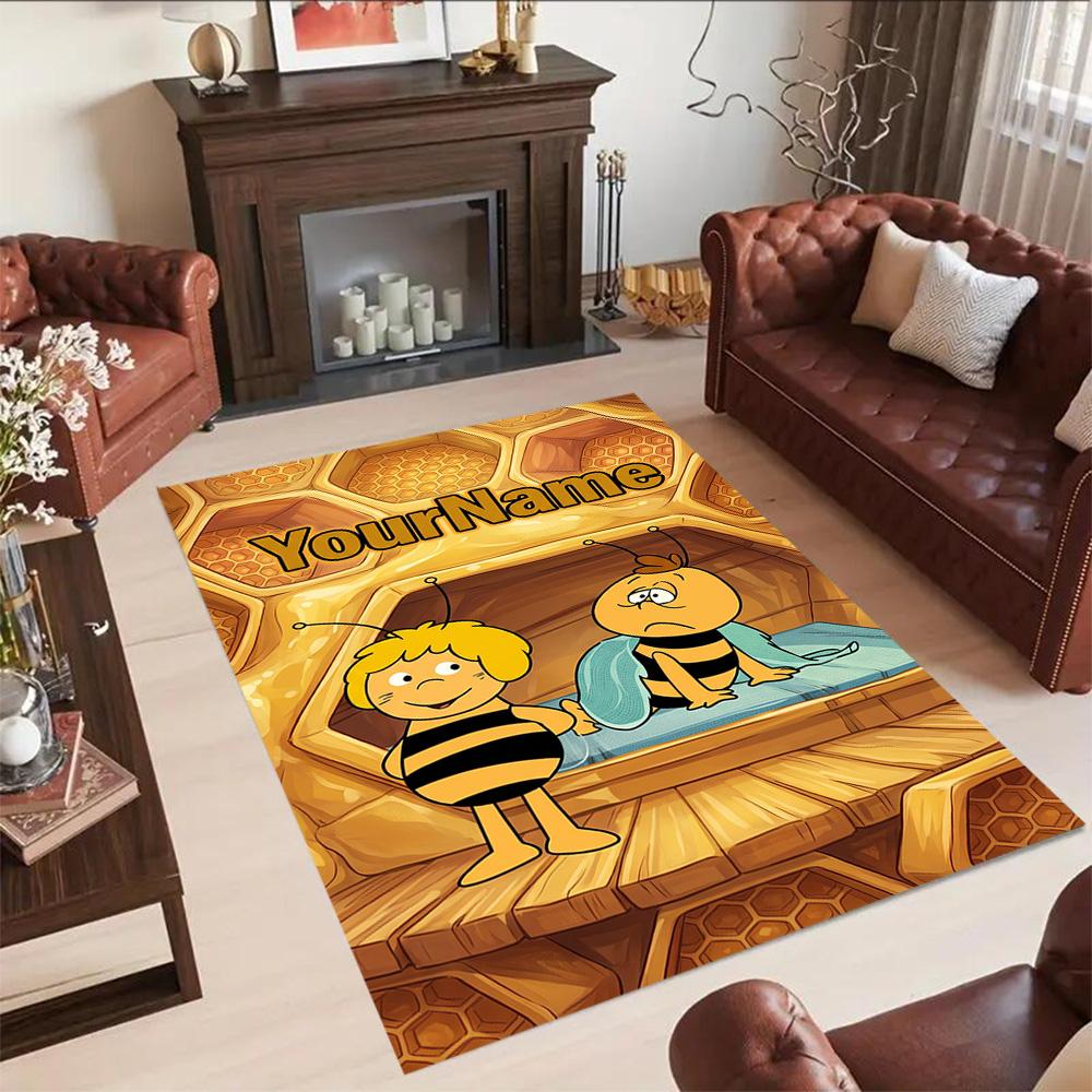 Biene Maja Customized Name Floor Rug Office Rug Perfect for Foyer Hallway Balcony Kitchen Anti-slip Rug Decorate Offices Spiritual Gift