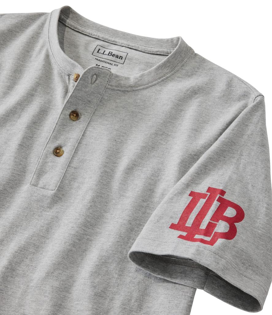 [L.L.Bean] Men's Japan Fit Carefree Unshrinkable Tee Henry with Motif, Short Sleeve, Japan Fit, Size M, Navy Blue 1912, Blue, 1000276345