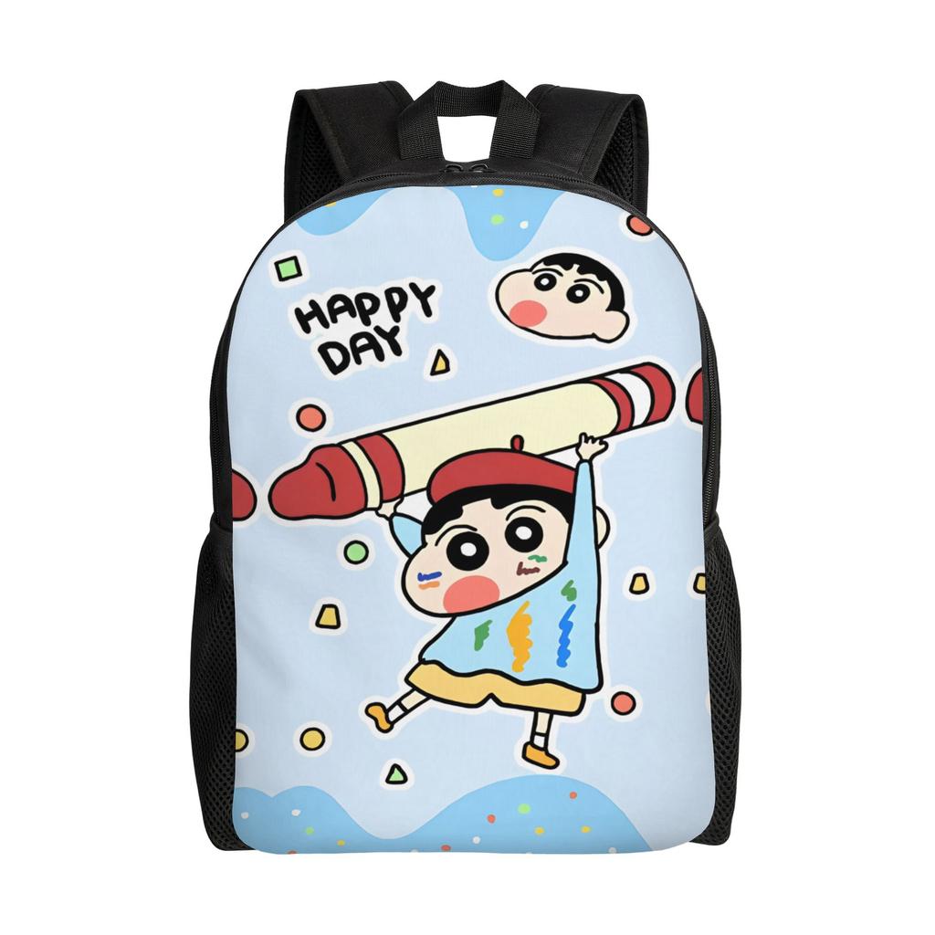 3D Print Crayons Shins Chans Backpacks for Girls Boys Cartoon College School Travel Bags Women Men Bookbag Fits 15 Inch Laptop